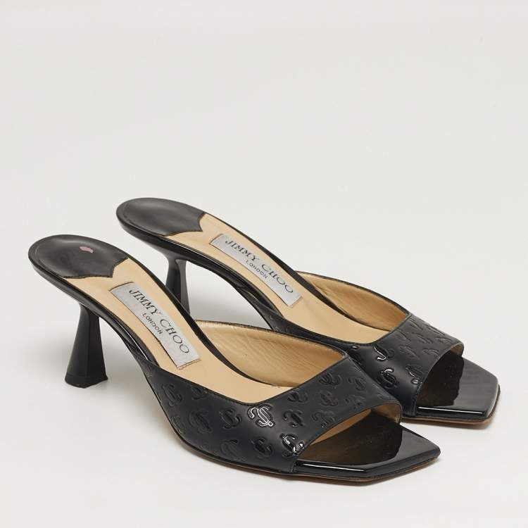 Pre Owned Jimmy Choo Zania Size 37 Black Leather Slide Sandals