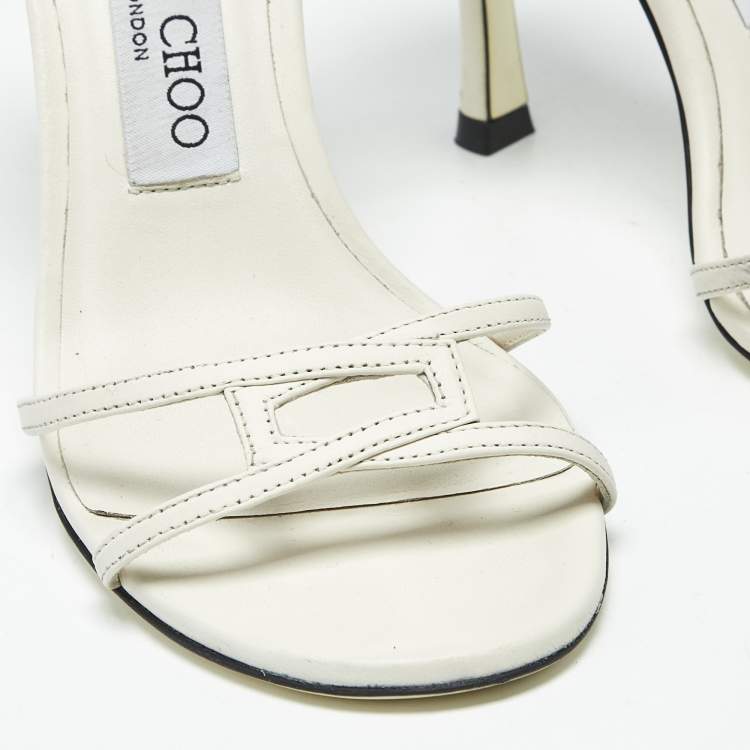 Pre Owned Jimmy Choo Lance Size 36 Cream Leather Ankle Strap Sandals
