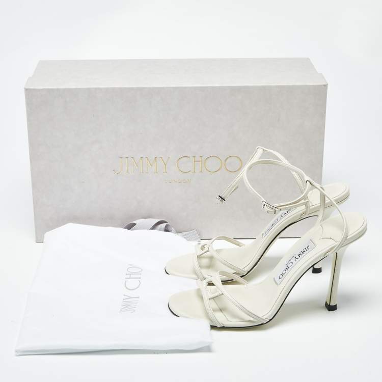 Pre Owned Jimmy Choo Lance Size 36 Cream Leather Ankle Strap Sandals