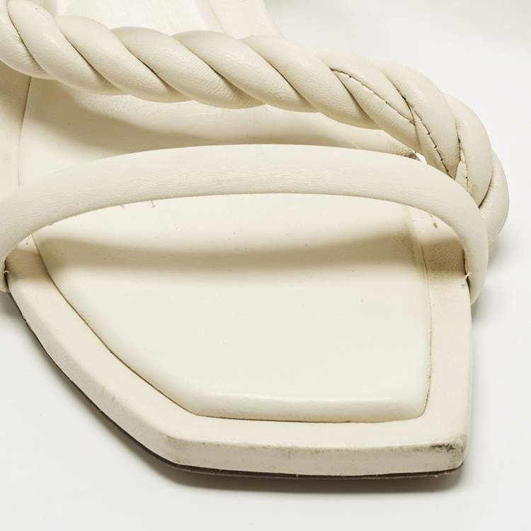 Pre Owned Jimmy Choo Maelie Size 39.5 White Leather Slide Sandals