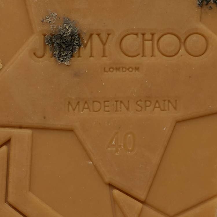 Pre Owned Jimmy Choo Prima Size 40 Metallic Leather Cork Wedge Sandals