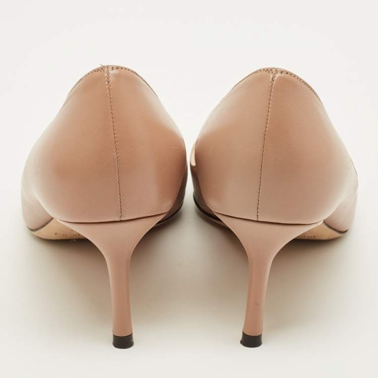 Pre Owned Jimmy Choo Romy Size 38.5 Beige Patent Leather Pumps