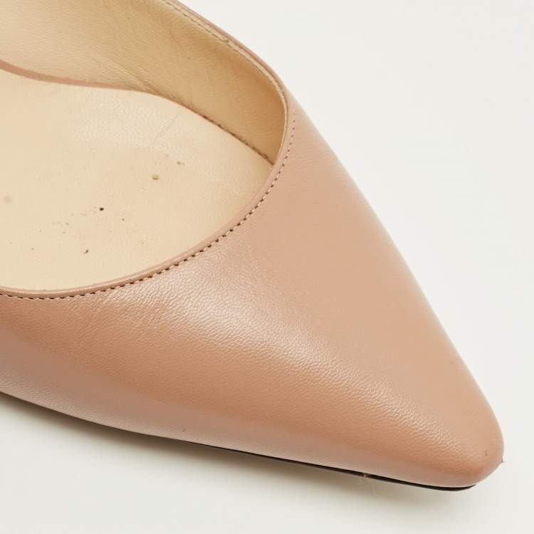 Pre Owned Jimmy Choo Romy Size 38.5 Beige Patent Leather Pumps