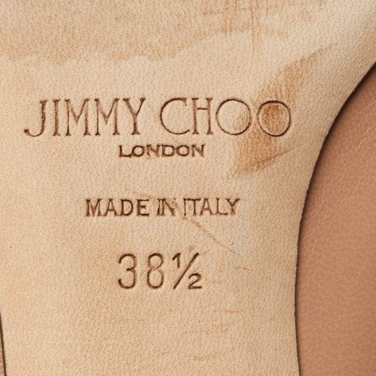 Pre Owned Jimmy Choo Romy Size 38.5 Beige Patent Leather Pumps