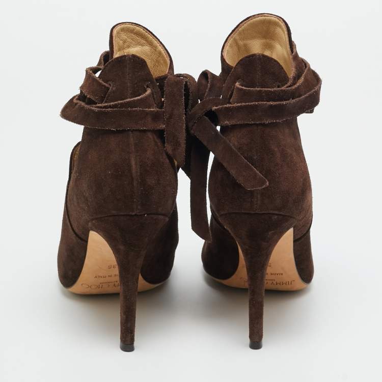 Pre Owned Jimmy Choo Marina Size 36 Brown Suede Ankle Length Boots