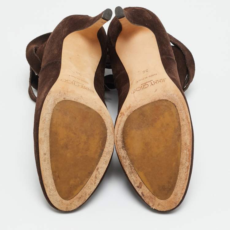 Pre Owned Jimmy Choo Marina Size 36 Brown Suede Ankle Length Boots