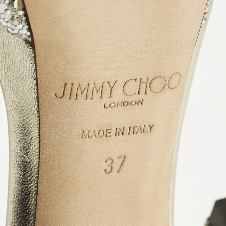 Pre Owned Jimmy Choo Misty Size 37 Metallic Glitter Ankle Strap Sandals