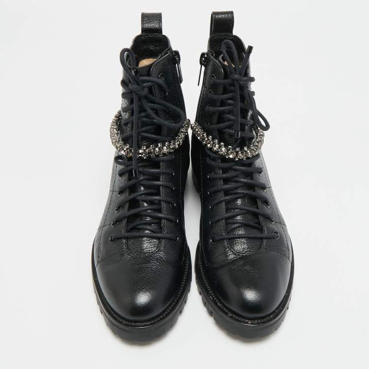 Pre Owned Jimmy Choo Cruz Size 36 Black Leather Ankle Length Boots