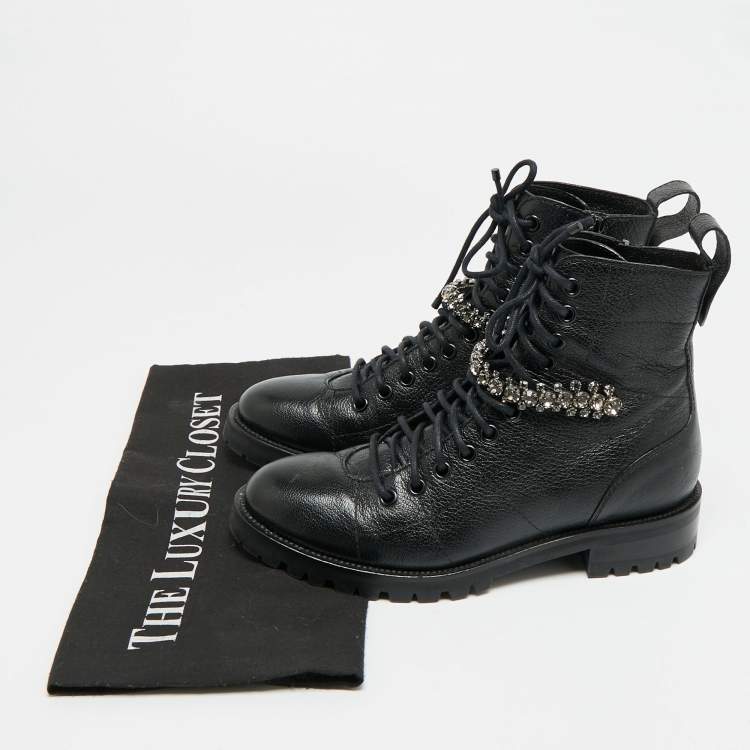 Pre Owned Jimmy Choo Cruz Size 36 Black Leather Ankle Length Boots