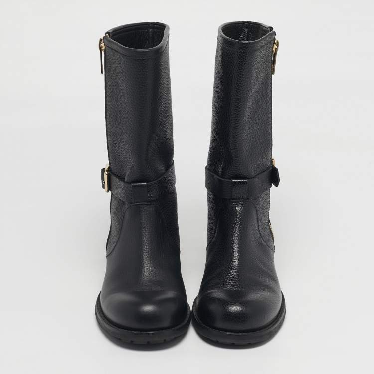 Pre Owned Jimmy Choo Durum Size 37 Black Leather Mid Calf Boots