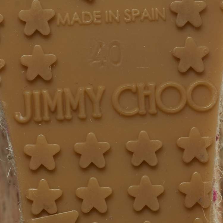 Pre Owned Jimmy Choo Size 40 Pink Snakeskin Embossed Leather Wedge Sandals