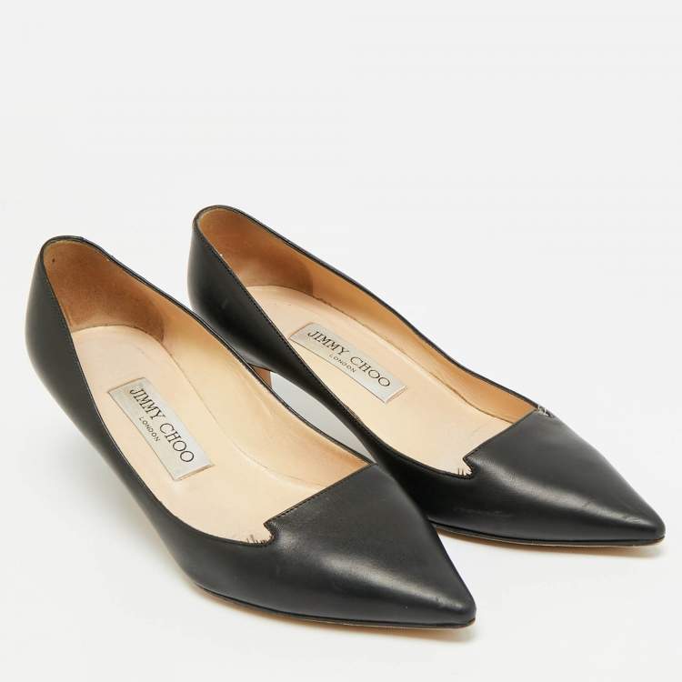 Pre Owned Jimmy Choo Avril Size 35.5 Black Leather Pumps