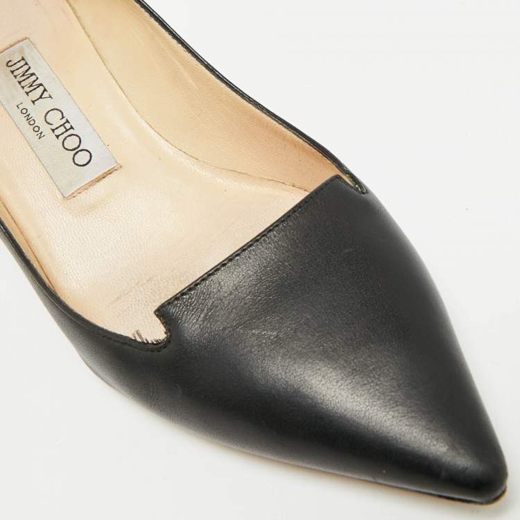 Pre Owned Jimmy Choo Avril Size 35.5 Black Leather Pumps