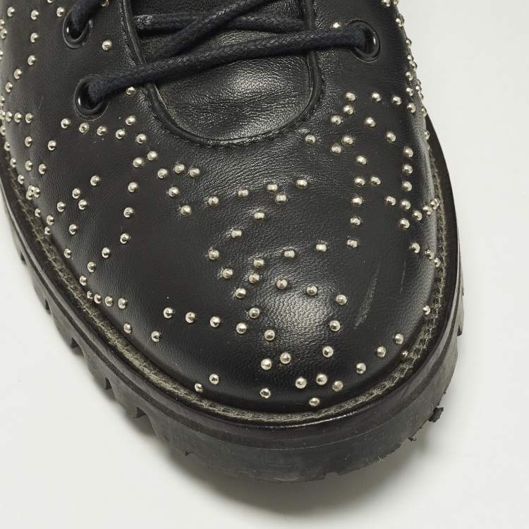 Pre Owned Jimmy Choo Cruz Size 39 Black Leather Studs Embellished Combat Boots