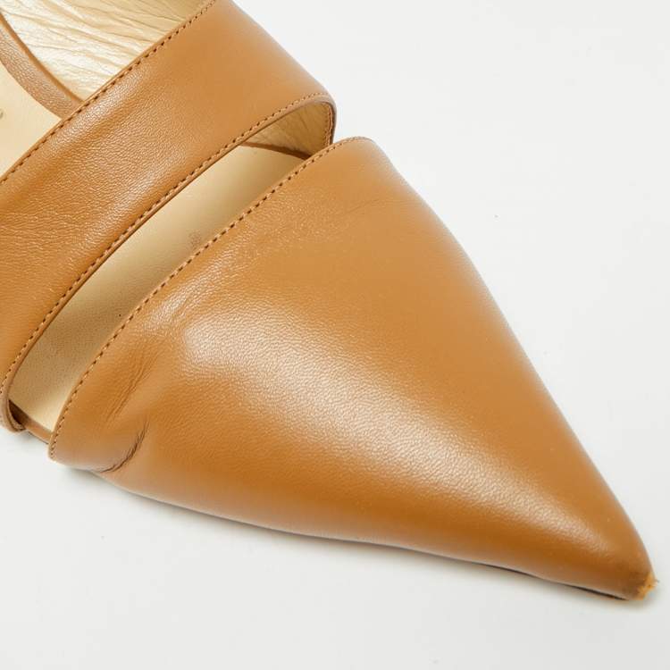 مملوكة مسبقًا Jimmy Choo Size 39.5 Brown Leather Zalea Nappa Mules