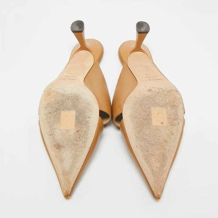 مملوكة مسبقًا Jimmy Choo Size 39.5 Brown Leather Zalea Nappa Mules