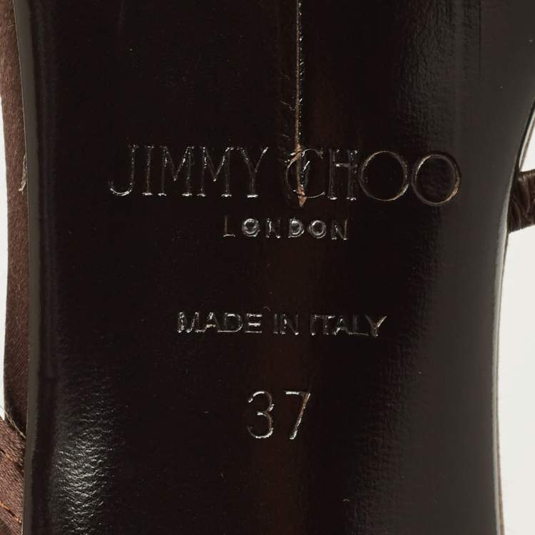 Pre Owned Jimmy Choo Maelie Size 37 Dark Brown Satin Slide Sandals