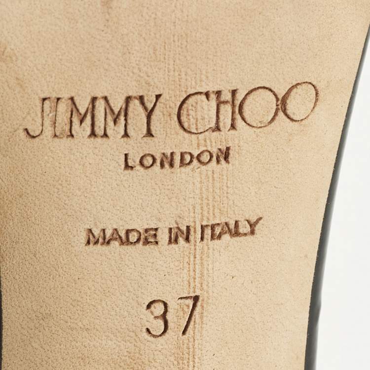 Pre Owned Jimmy Choo Sky 70 Size 37 Black Patent Leather Slide Sandals