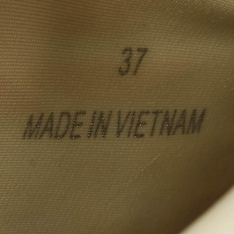 Pre Owned Jimmy Choo Cosmos Size 37 White Leather and Neoprene Low Top Sneakers