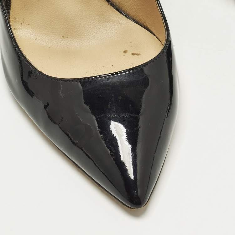 Pre Owned Jimmy Choo Hoops Size 39.5 Black Patent Leather Pumps