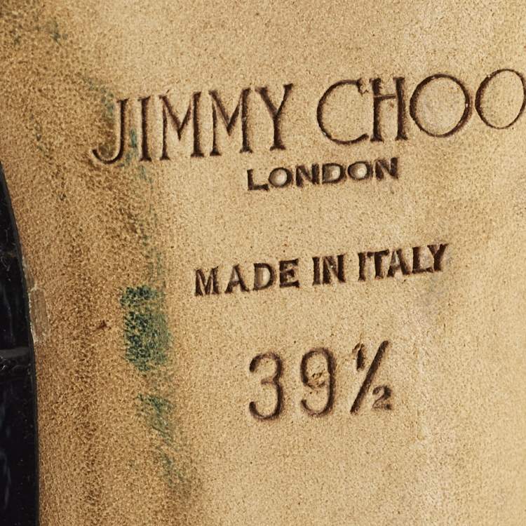 Pre Owned Jimmy Choo Hoops Size 39.5 Black Patent Leather Pumps