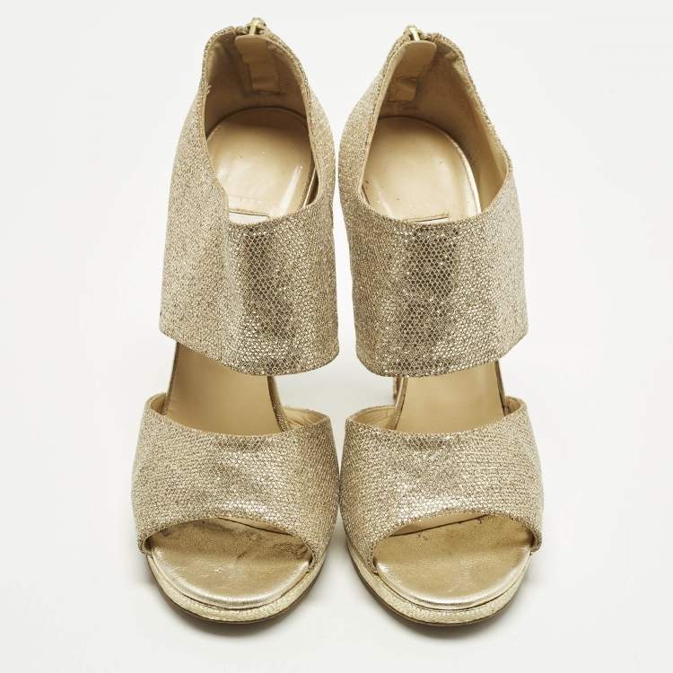 Pre Owned Jimmy Choo Private Size 36.5 Metallic Glitter Ankle Strap Sandals