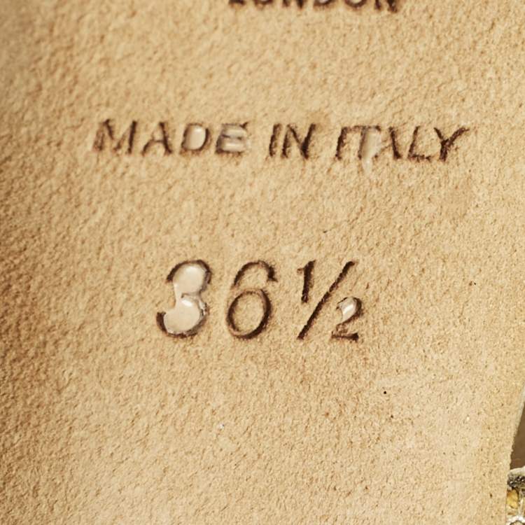 Pre Owned Jimmy Choo Private Size 36.5 Metallic Glitter Ankle Strap Sandals