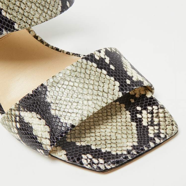 Pre Owned Jimmy Choo Size 40 Grey/Black Python Embossed Leather Mules