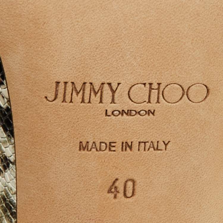 Pre Owned Jimmy Choo Size 40 Grey/Black Python Embossed Leather Mules