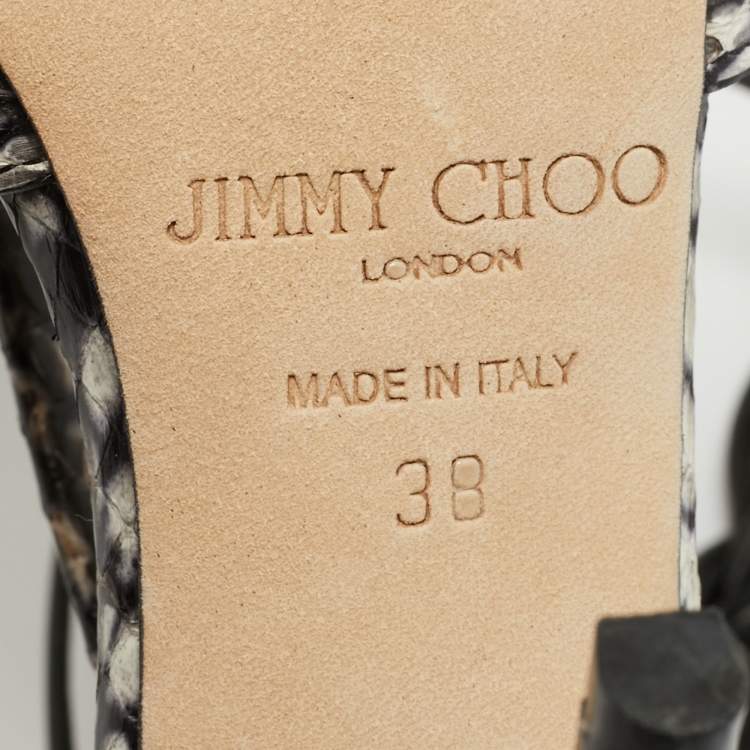 Pre Owned Jimmy Choo Size 38 Multicolor Python Leather T- Strap Sandals