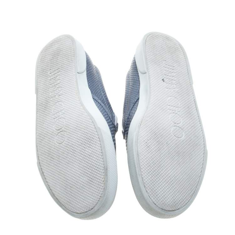 Pre Owned Jimmy Choo Metallic Grey Python Embossed Leather Demi Slip-On Sneakers Size 39