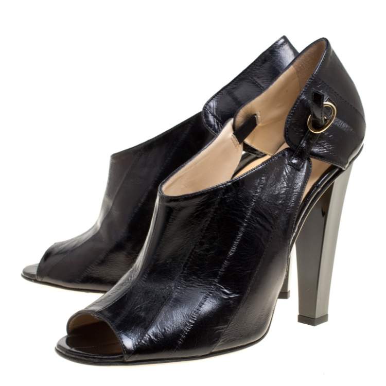 Pre Owned Jimmy Choo Black Eel Leather Keira Ankle Boots Size 40