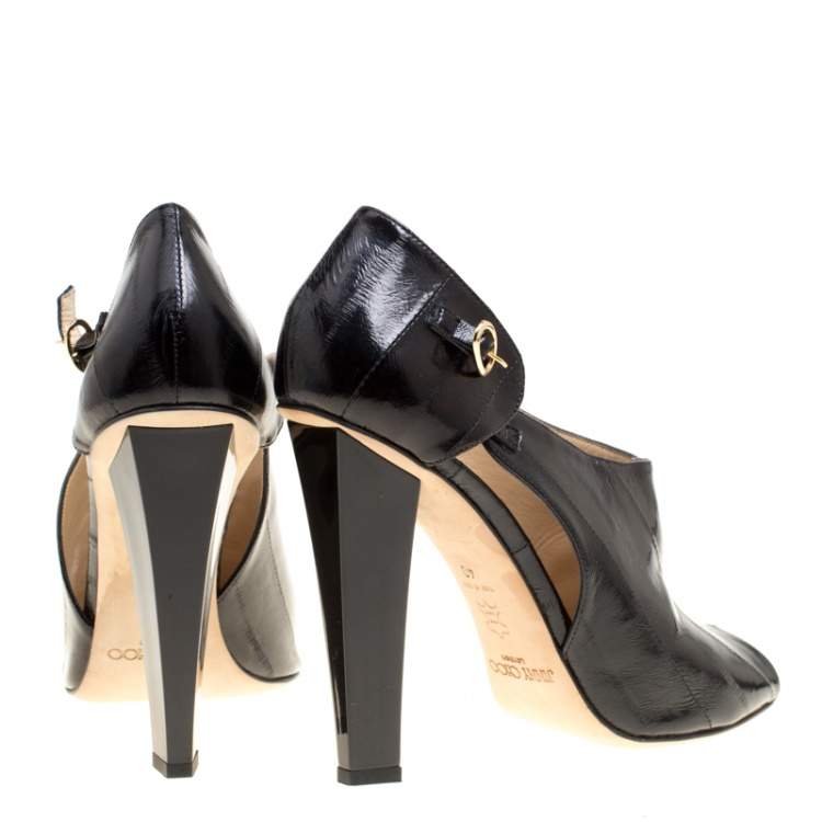 Pre Owned Jimmy Choo Black Eel Leather Keira Ankle Boots Size 40