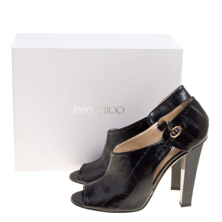 Pre Owned Jimmy Choo Black Eel Leather Keira Ankle Boots Size 40