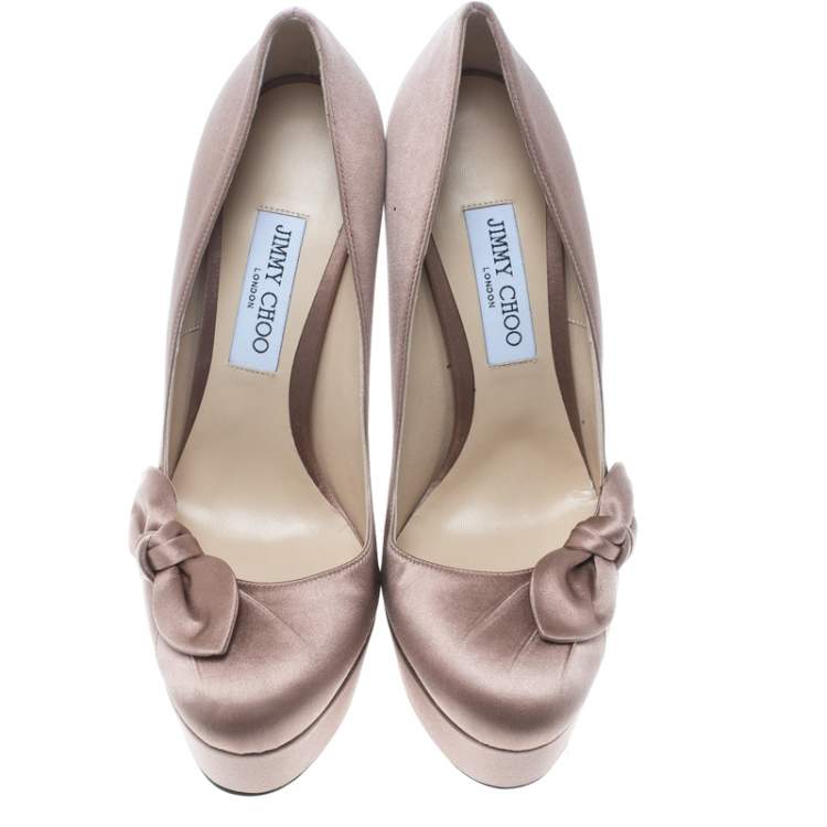 Pre Owned Jimmy Choo Blush Pink Satin Kenedy Platform Pumps Size 40