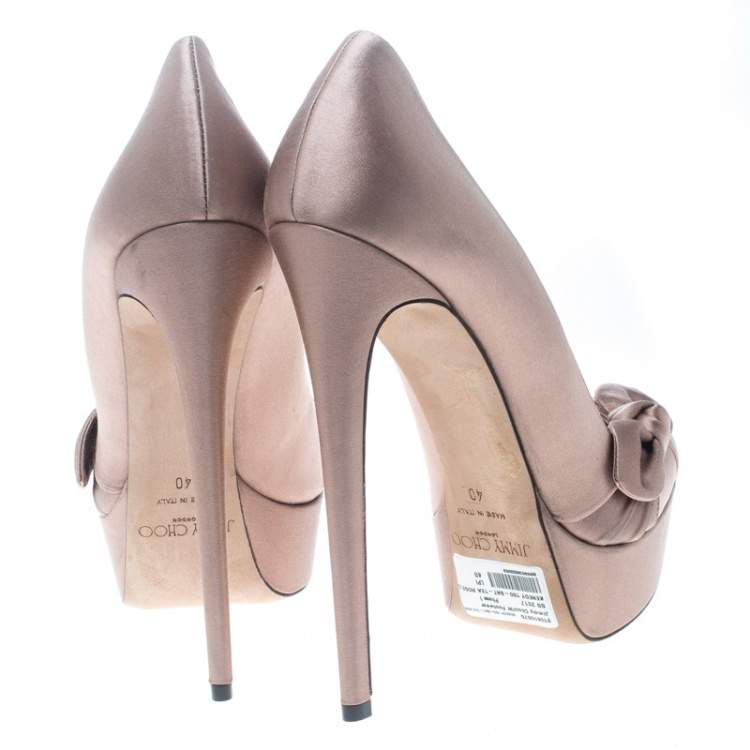 Pre Owned Jimmy Choo Blush Pink Satin Kenedy Platform Pumps Size 40