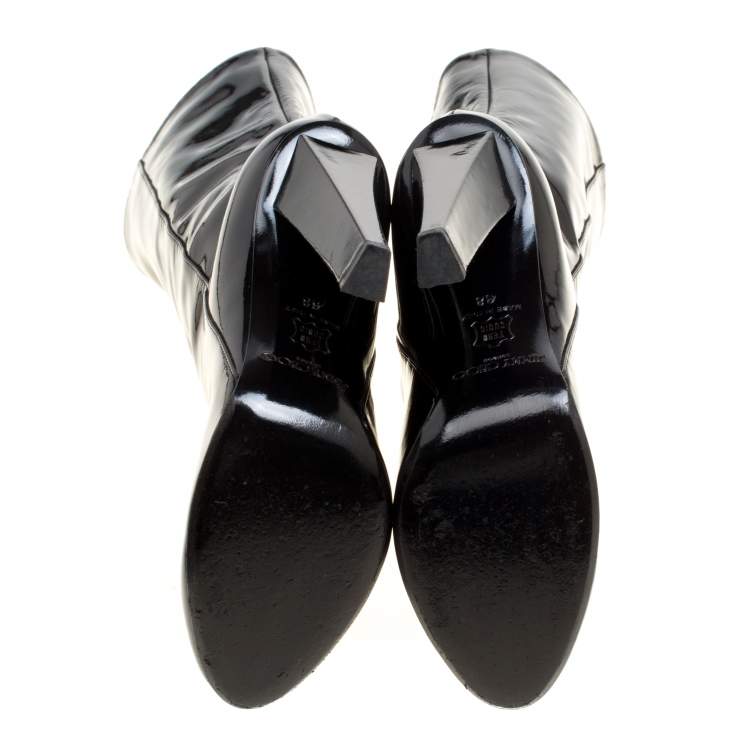 Pre Owned Jimmy Choo Black Patent Leather Mid Calf Boots Size 38