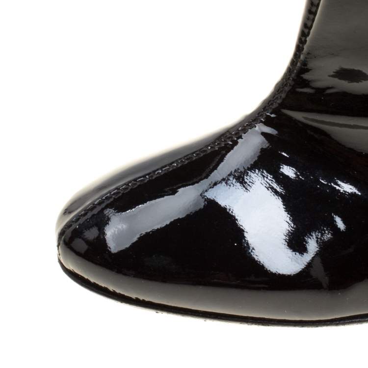 Pre Owned Jimmy Choo Black Patent Leather Mid Calf Boots Size 38