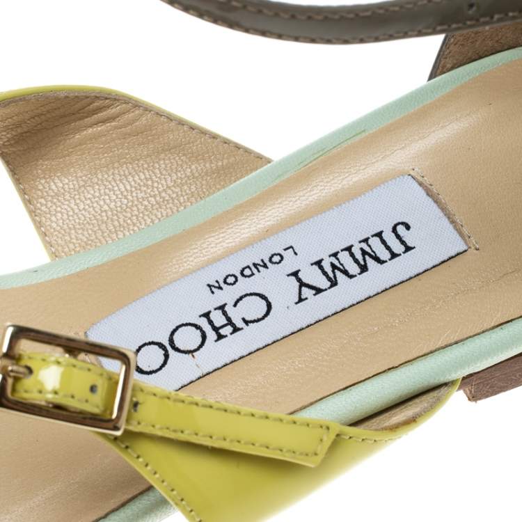 Pre Owned Jimmy Choo Multicolor Leather Ankle Strap D'orsay Pointed Toe Flats Size 37