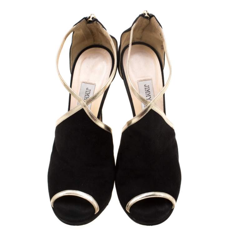 Pre Owned Jimmy Choo Black Suede Fey Back Zip Pumps Size 38.5