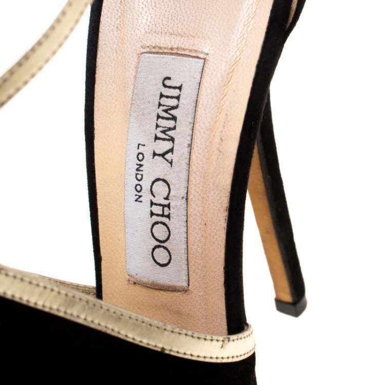 Pre Owned Jimmy Choo Black Suede Fey Back Zip Pumps Size 38.5