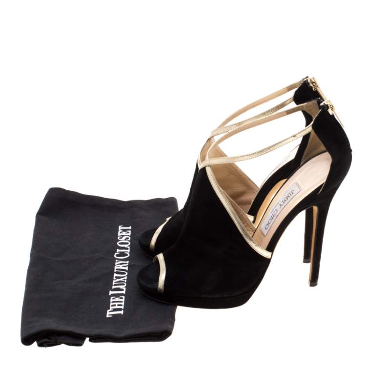 Pre Owned Jimmy Choo Black Suede Fey Back Zip Pumps Size 38.5