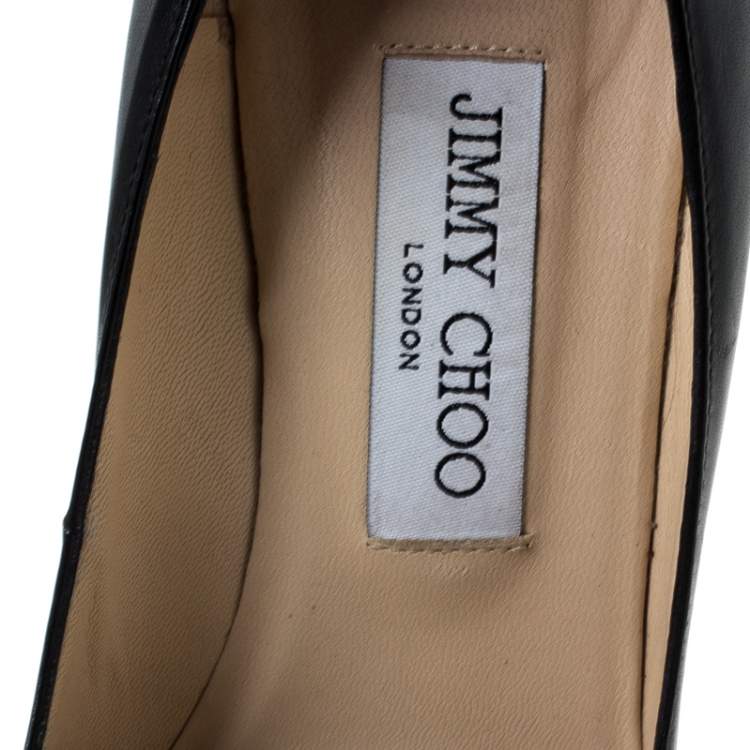 Pre Owned Jimmy Choo Black Leather Pointed Toe Pumps Size 37.5