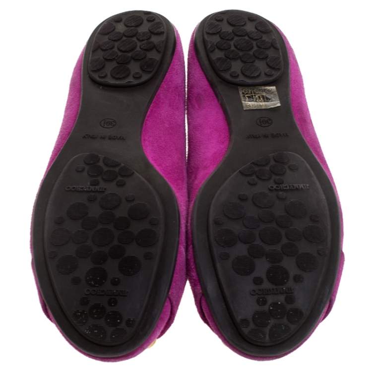 مملوكة مسبقًا Jimmy Choo Pink Suede Morse Ballet Flats Size 39.5