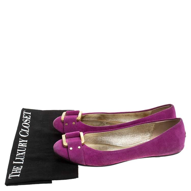 مملوكة مسبقًا Jimmy Choo Pink Suede Morse Ballet Flats Size 39.5