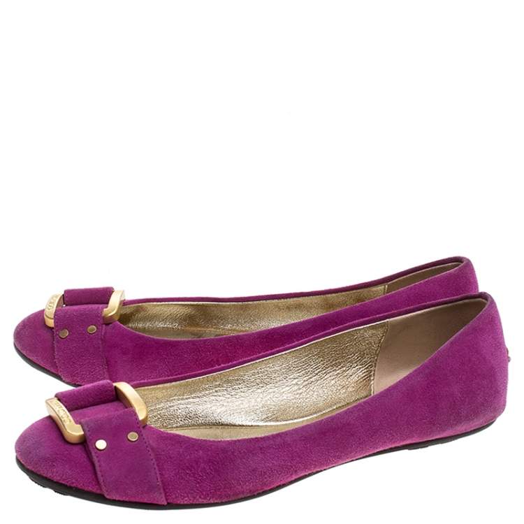 مملوكة مسبقًا Jimmy Choo Pink Suede Morse Ballet Flats Size 39.5