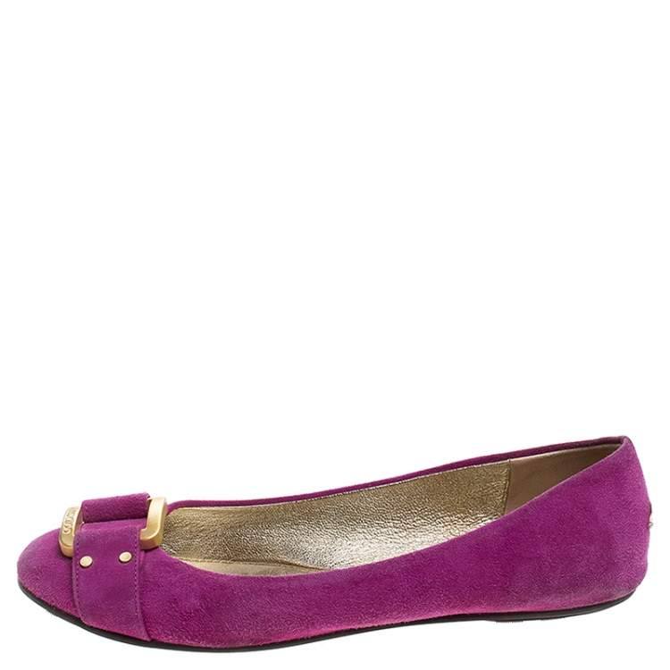 مملوكة مسبقًا Jimmy Choo Pink Suede Morse Ballet Flats Size 39.5