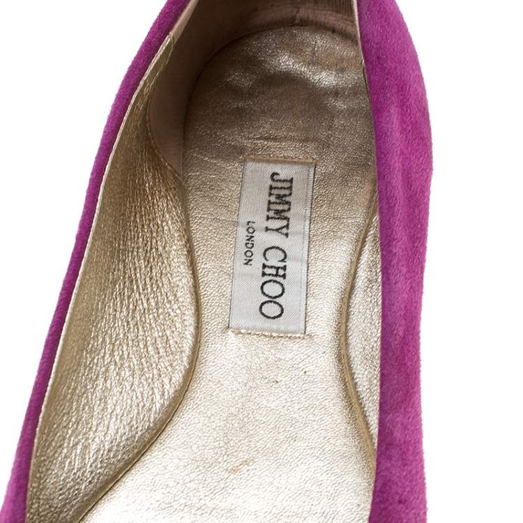 مملوكة مسبقًا Jimmy Choo Pink Suede Morse Ballet Flats Size 39.5