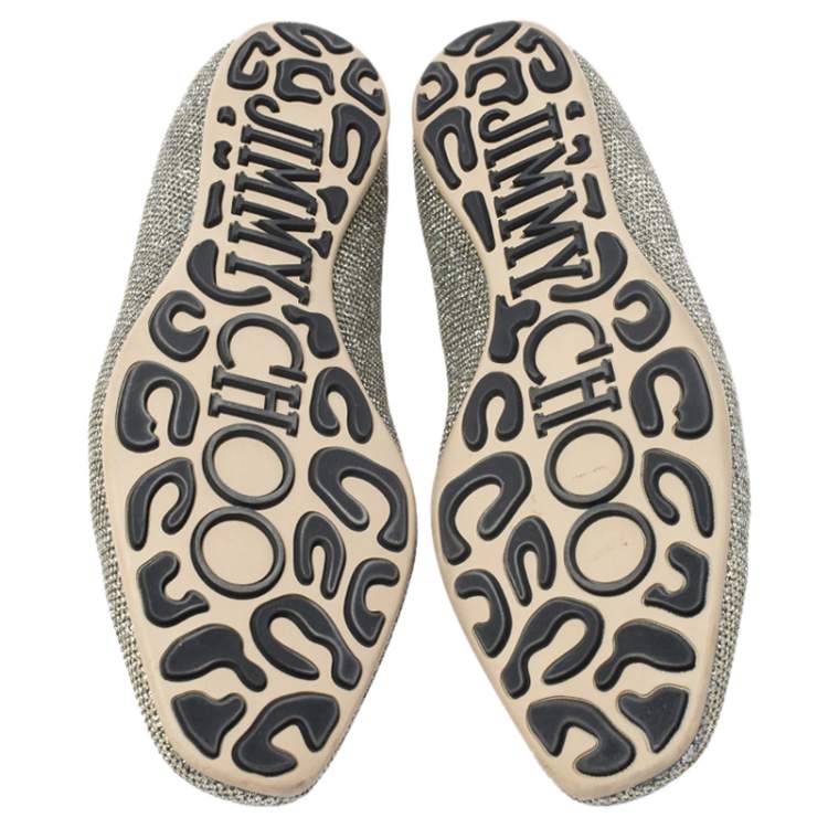 Pre Owned Jimmy Choo Gold Lame Wheel Smoking Slippers Size 39