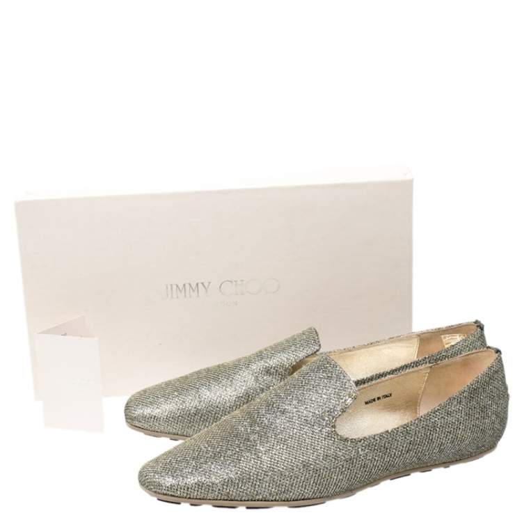 Pre Owned Jimmy Choo Gold Lame Wheel Smoking Slippers Size 39